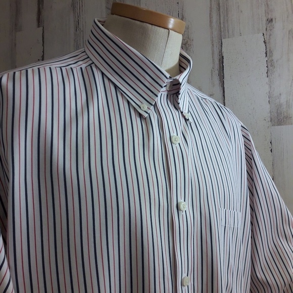 Bundle " 3 x $20" CHAPS Classic Fit Twill Stripes Button Up Shirt Size 18/18.5 - Picture 1 of 8